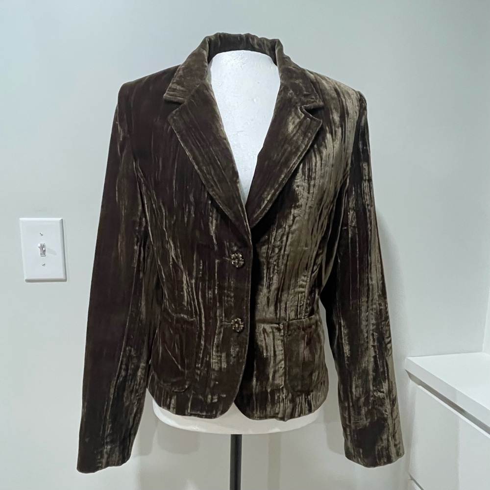 Nathalie B Brown Crushed Velvet Jacket Blazer Boho Romantic Twee Work Night Out